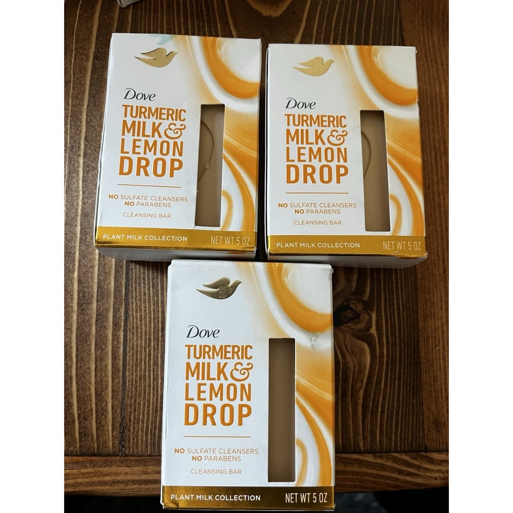 3 Pack Dove Turmeric Milk & Lemon Drop Plant Milk Cleansing Bar 5oz